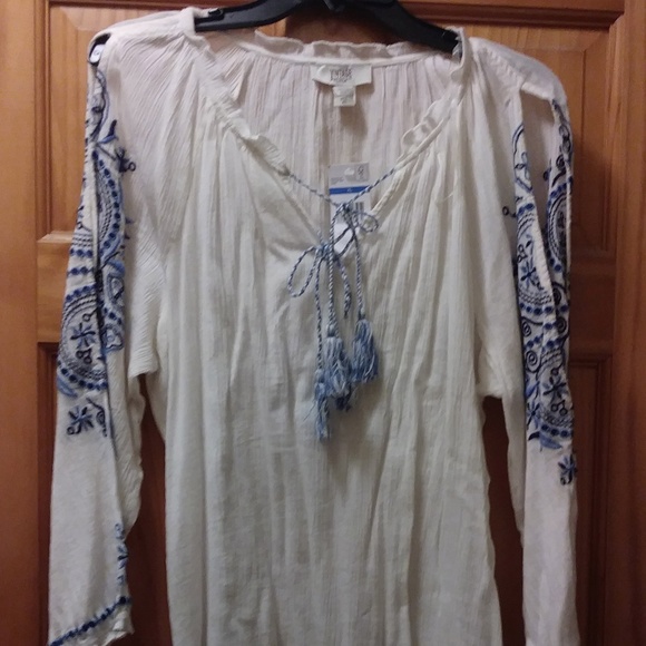 Boho Embroidered Peasant Top by Vintage America XL - Picture 2 of 8